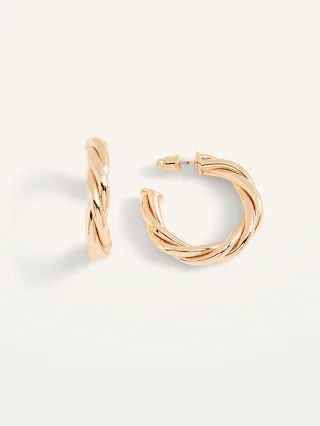 Twisted Gold-Toned Hoop Earrings For Women | Old Navy (US)