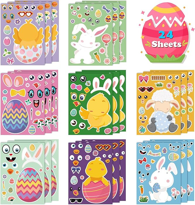 OHOME Easter Basket Stuffers for Kids - DIY Happy Egg Bunny Sticker Crafts Stickers,Kids Easter G... | Amazon (US)