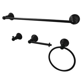 Kingston Brass American Classic 4-Piece Bath Hardware Set in Matte Black HBAHK192478MB - The Home... | The Home Depot