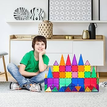 PicassoTiles 60 Piece Set 60pcs Magnet Building Tiles Clear Magnetic 3D Building Blocks Construct... | Amazon (US)