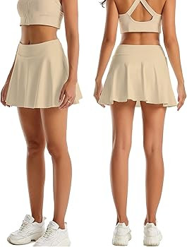Tennis Skirts for Women with Shorts Pockets, High Waist Pleated Golf Skirts for Running Workout S... | Amazon (US)