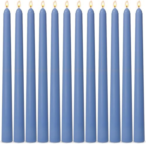12-Pack Dusty-Blue Taper Candles, 10 Inch Unscented Dripless Candlesticks, Long-Lasting Burn Time of 7-8 Hours, Perfect for Home Décor Dinner Party Meditation | Amazon (US)
