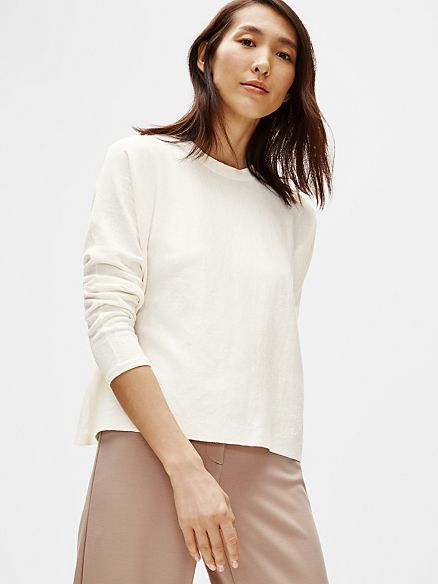 Organic Linen Crepe Stretch Box-Top | Eileen Fisher