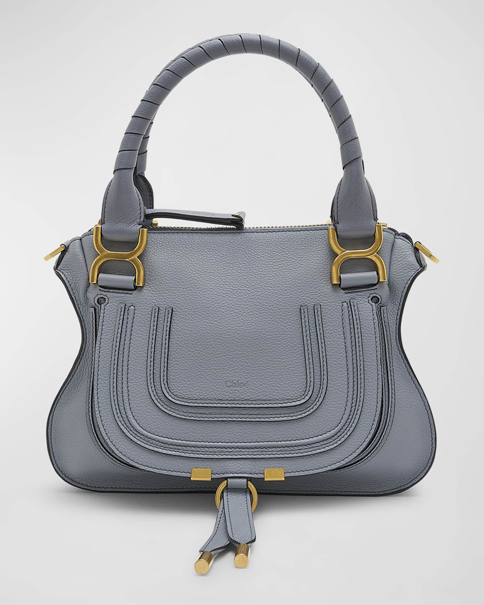 Chloe Marcie Small Double Carry Satchel Bag in Grained Leather | Neiman Marcus