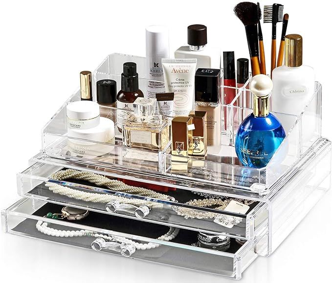 Felicite Home Acrylic Jewelry and Cosmetic Storage Makeup Organizer Set, Large Size 13.5W x 9.0D ... | Amazon (US)