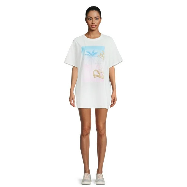 Barbie ™ Women's Graphic Print Boyfriend T-Shirt Swimsuit Cover Up | Walmart (US)
