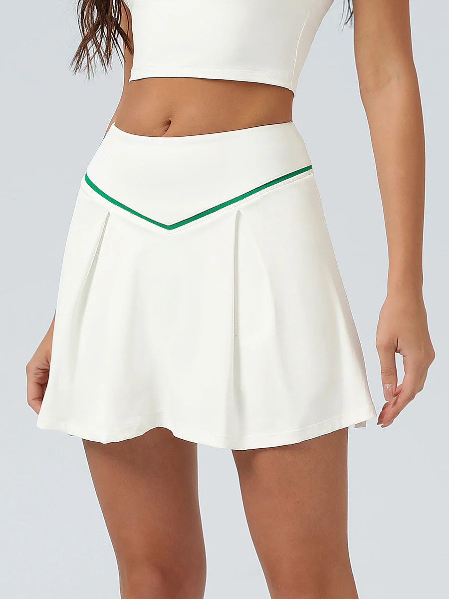 White V-Stripe Sport Skirt & Reviews - White - Sustainable Yoga Bottoms | BERLOOK | BERLOOK