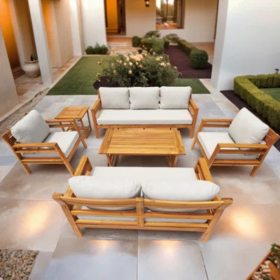Dayo 6 - Piece Acacia Wood Patio Outdoor Conversation Set With Cushions | Wayfair North America