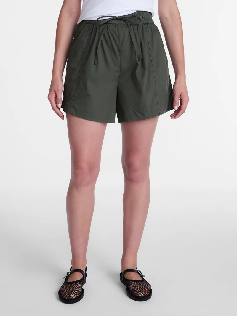 Time and Tru Women\u2019s Mid Rise Poplin Shorts, Sizes XS-XXXL | Walmart (US)