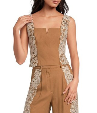 Inah Cutwork Embroidered Square Neck Sleeveless Coordinating Top | Dillard's