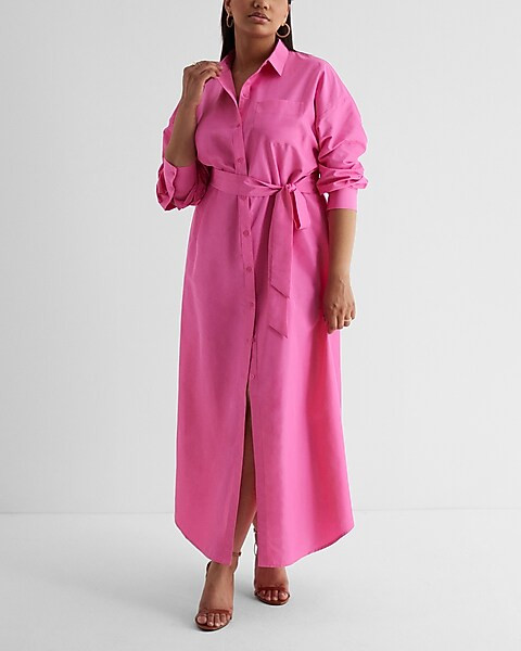 Boyfriend Poplin Portofino Maxi Shirt Dress | Express