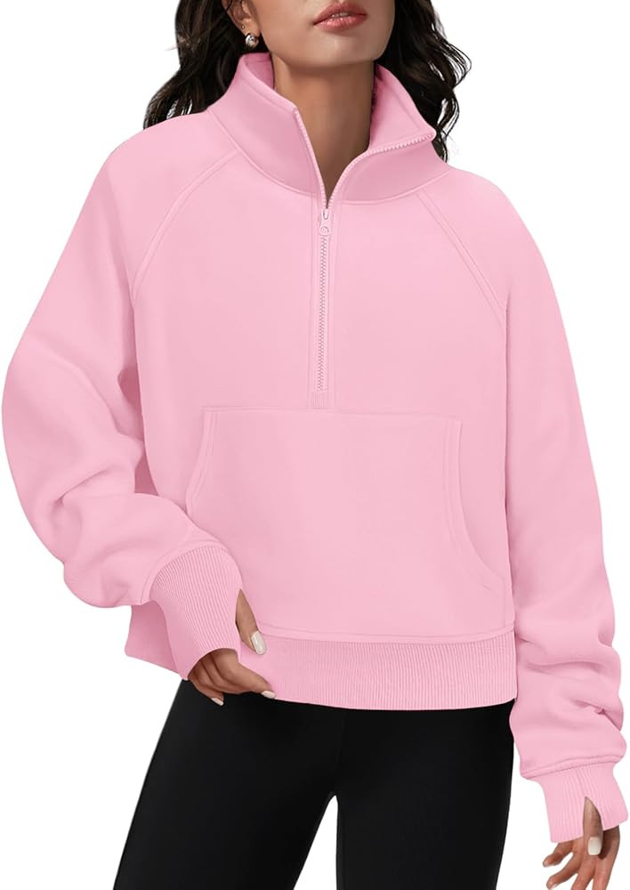 ATHMILE Womens Sweatshirts Half Zip Cropped Pullover Fleece Quarter Zipper Hoodies Fall outfits C... | Amazon (US)