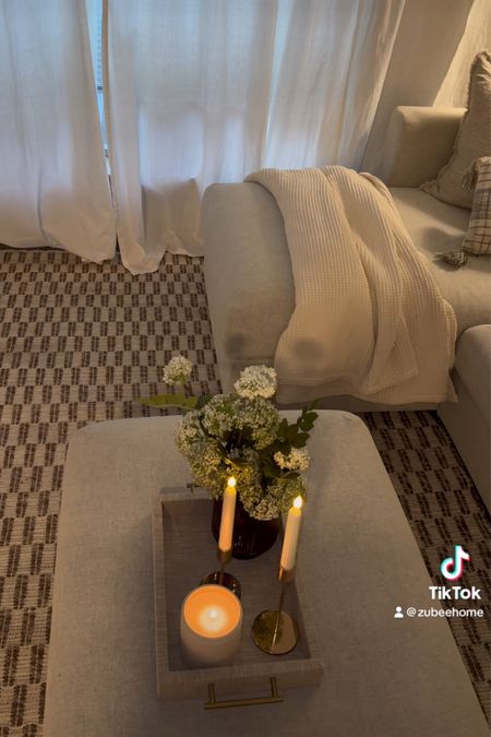 Rug & ottoman decor linked here 🪴✨ #livingroom #livingroomdecor 

#LTKhome #LTKMostLoved