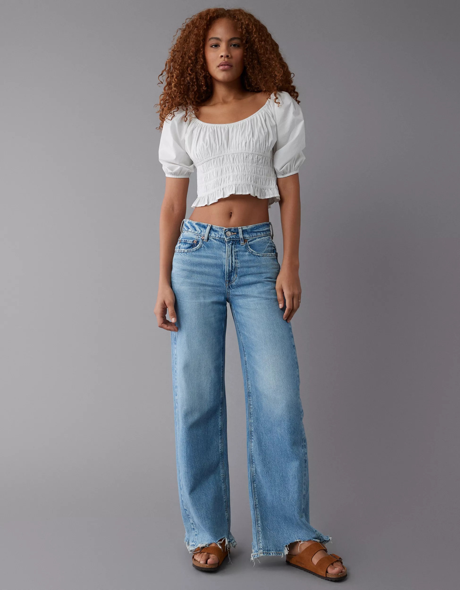 AE Ruched Puff-Sleeve Top | American Eagle Outfitters (US & CA)