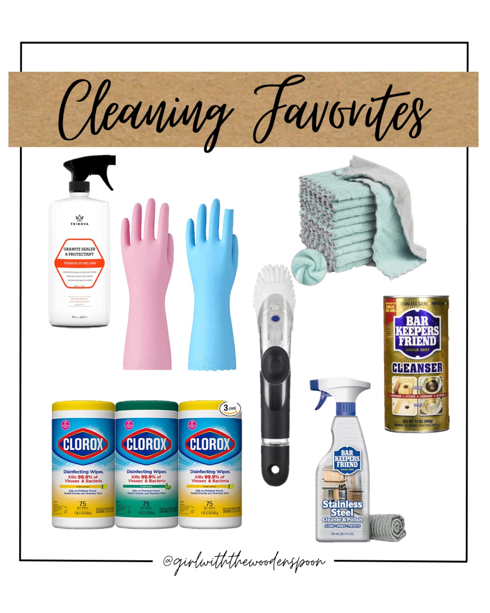 Round-up of all my favorite cleaning products to keep my kitchen spotless (-ish, I hate cleaning 😂). The oxo dish brush and Bar Keeper’s Friend stainless steel spray are essentials! #cleaningproducts #cleanhouse #cleankitchen #productroundup

#LTKhome #LTKfamily #LTKunder50