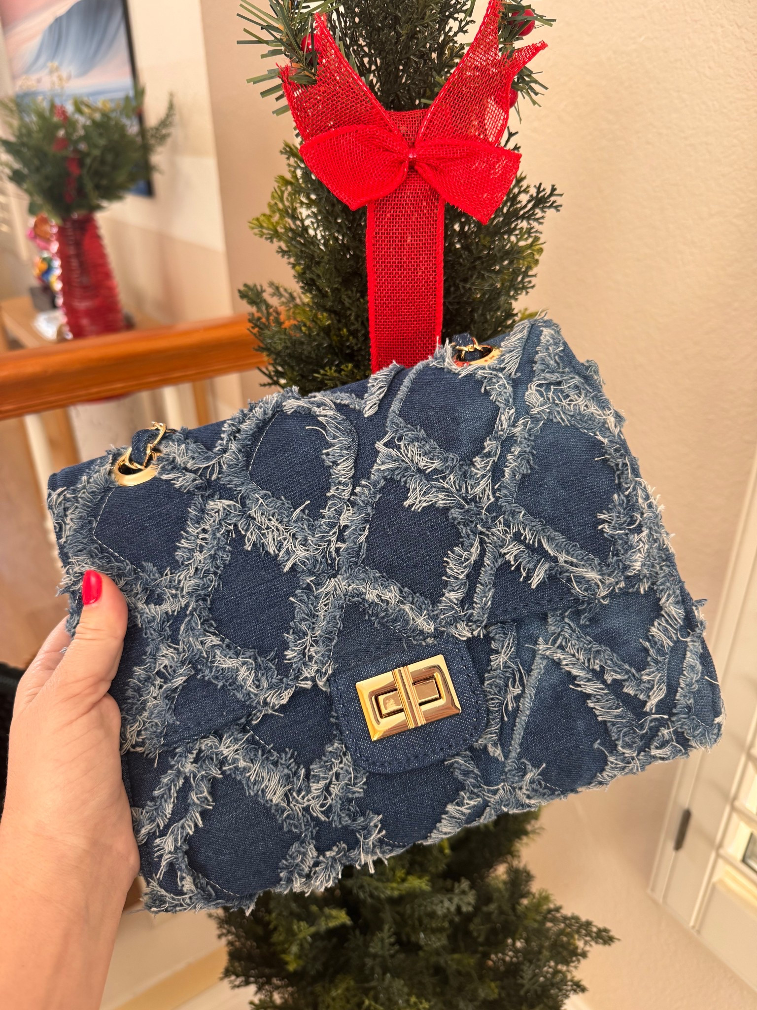 Found the perfect bag for holiday parties! This distressed denim clutch is stylish and functional. It’s a great addition to any outfit. #HolidayFashion #AmazonFinds #DistressedDenim

#LTKFindsUnder50 #LTKGiftGuide #LTKHoliday