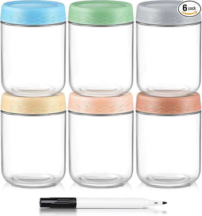DRKIO 16 Oz Overnight Oats Containers with Lids - 6 Pack Glass Storage Jars with Airtight Lids Wi... | Amazon (US)