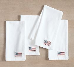 American Flag Icon Cotton/Linen Napkins - Set of 4 | Pottery Barn (US)