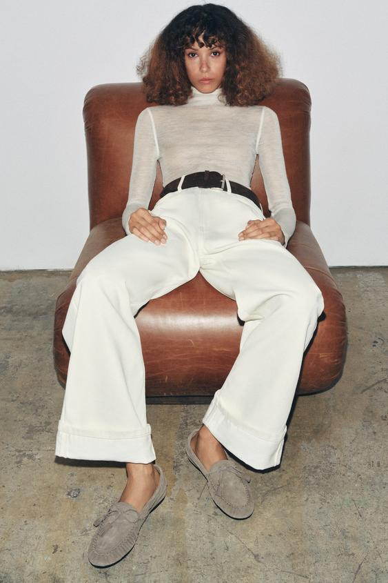 SPLIT LEATHER TASSEL LOAFERS | Zara US