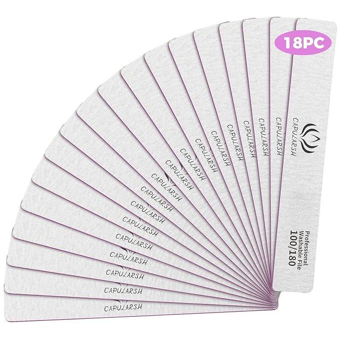 18pcs Nail File for Acrylic Nails, Capularsh 100/180 Grit Professional Double Side Emery Boards N... | Amazon (US)