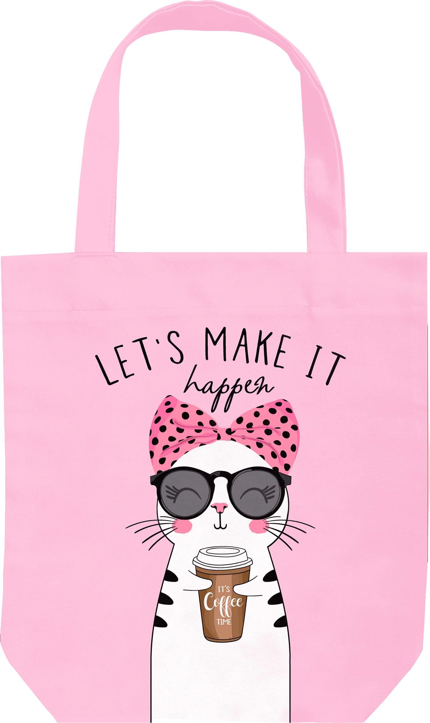 Cute Cat Mom Tote - Pink Coffee Cat Gift - Large Reusable Book Bag for Teacher | Amazon (US)