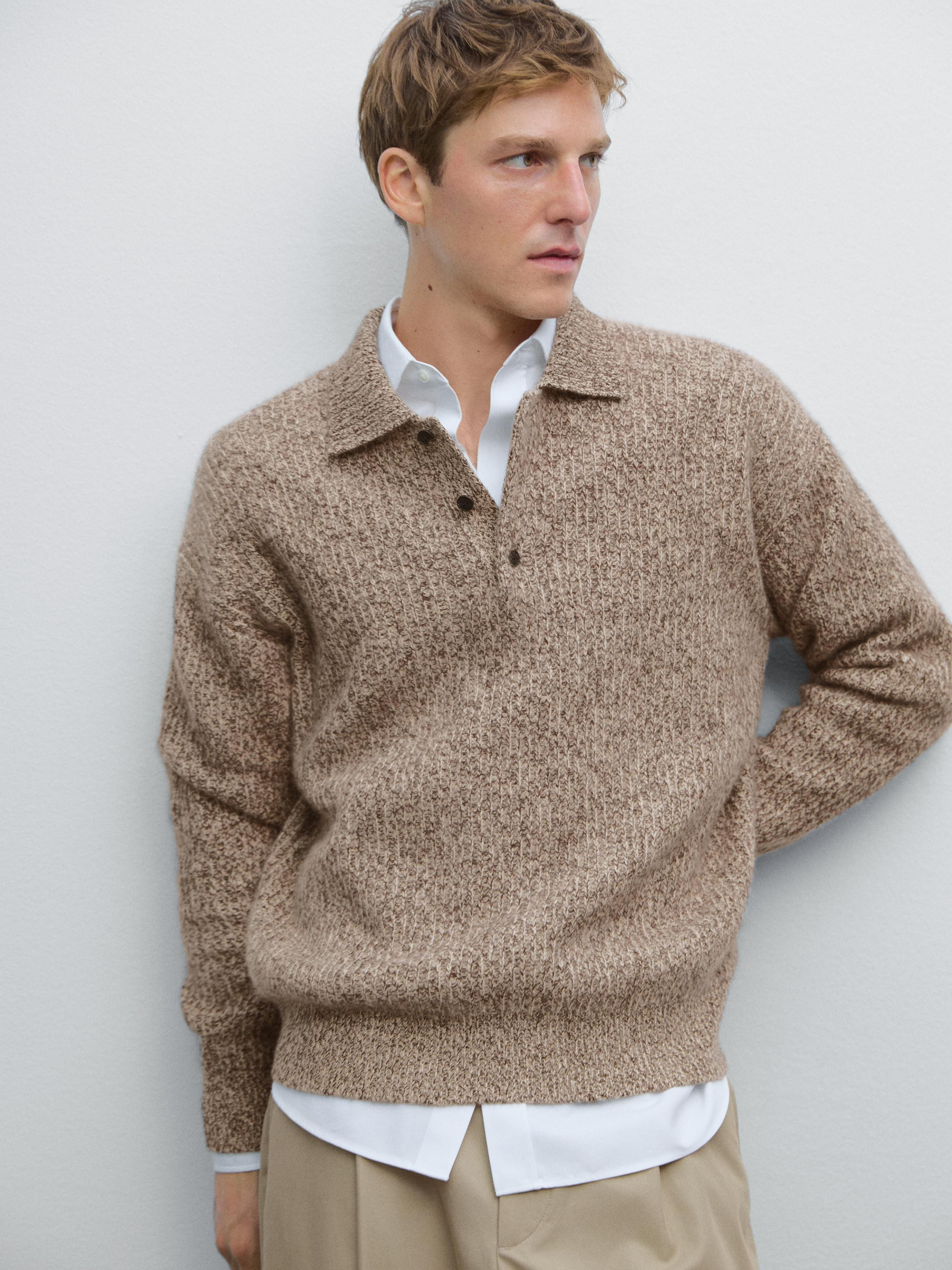 Cashmere knit polo sweater | Massimo Dutti US
