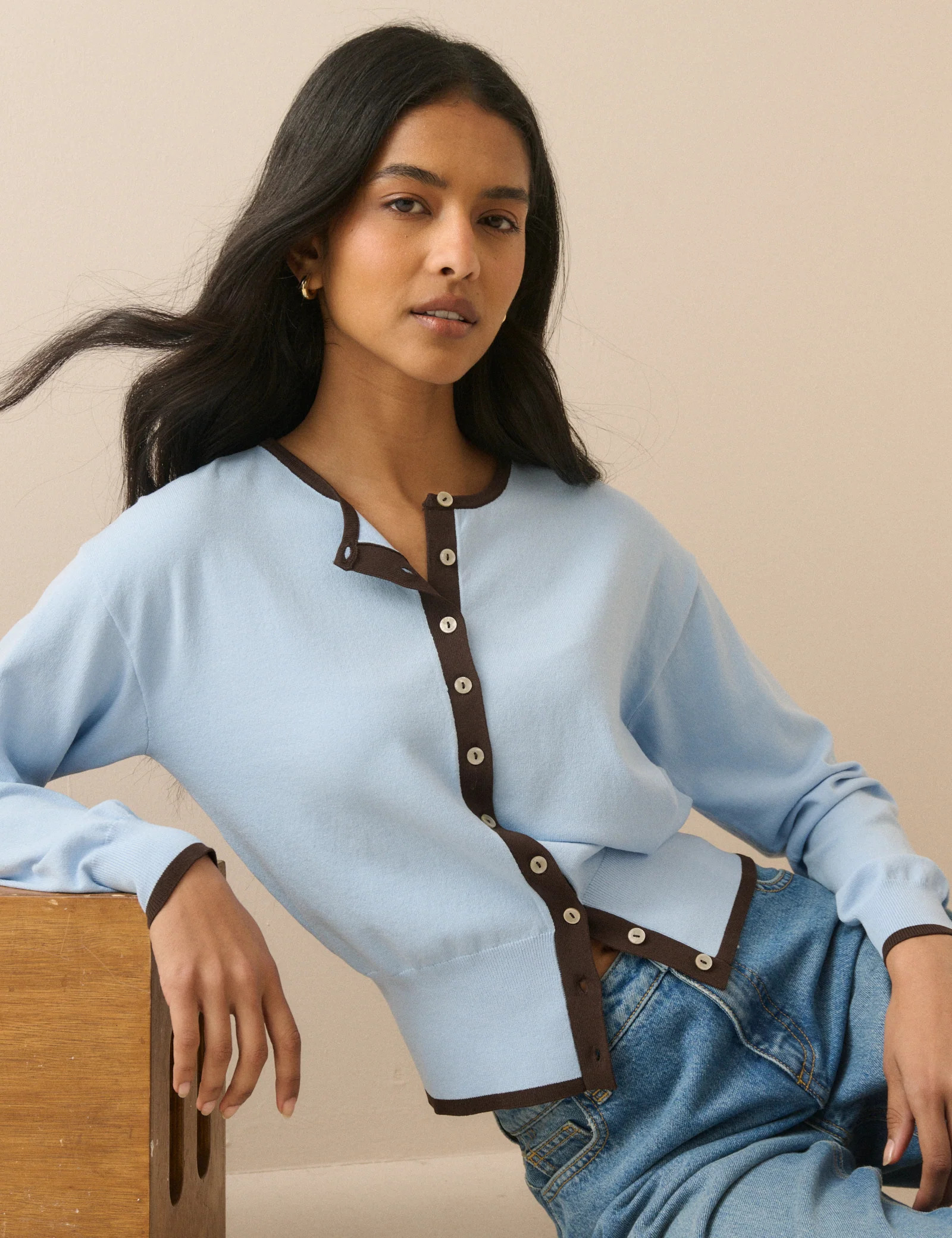 Blue and Brown Slim Fit Cardigan | Nobody's Child