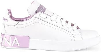Amazon.com: Dolce&Gabbana, Portofino Leather Sneakers, 39.5 (9.5), Bianco Rosa : Amazon Luxury | Amazon (US)