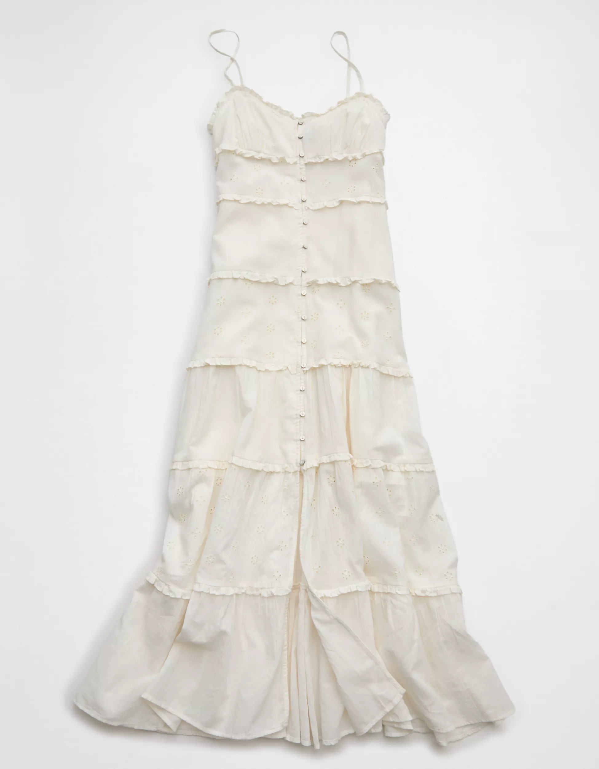 AE Button-Up Ruffle Midi Dress | American Eagle Outfitters (US & CA)