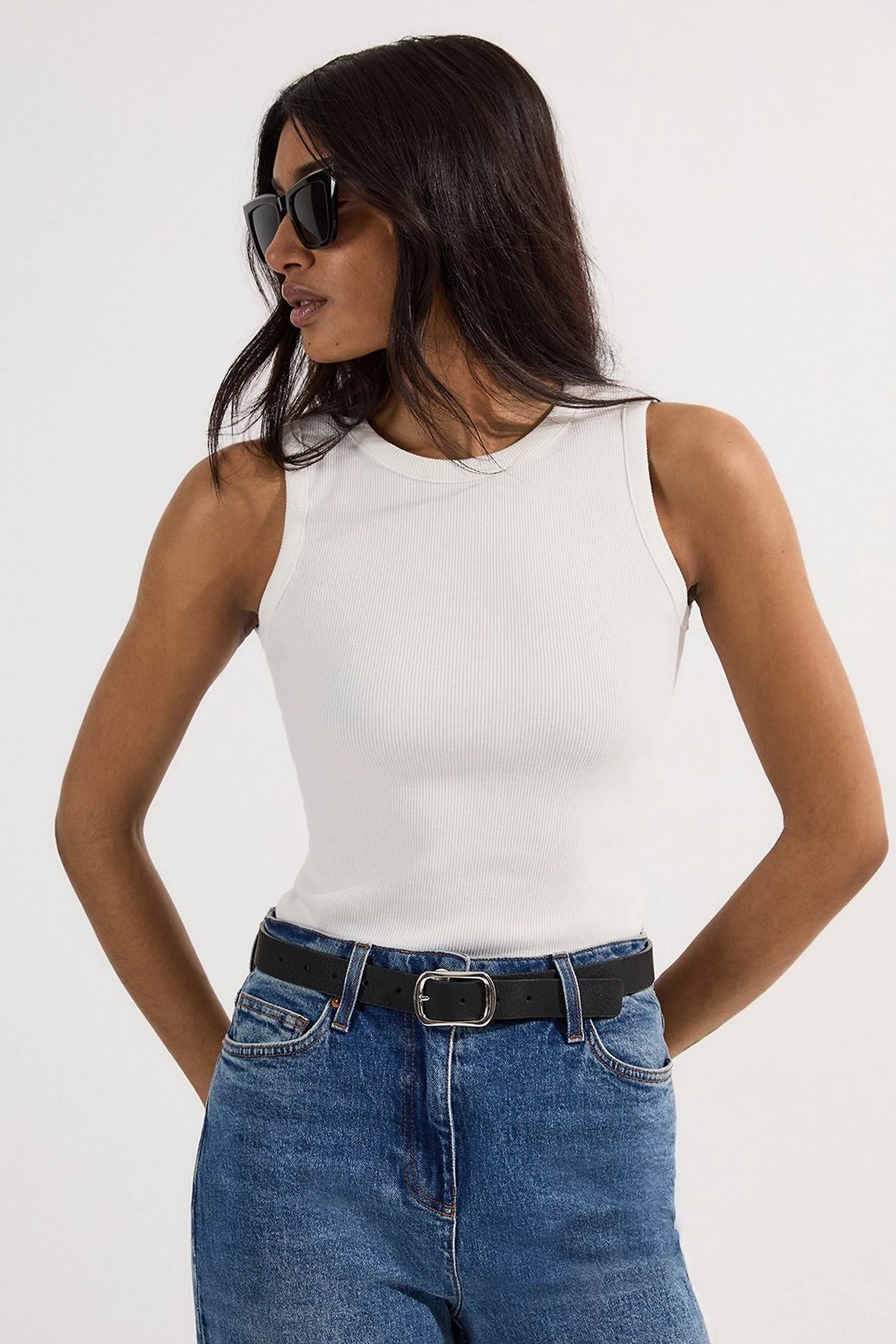 Compact Jersey Ribbed Top | Karen Millen | Karen Millen UK + IE + DE + NL