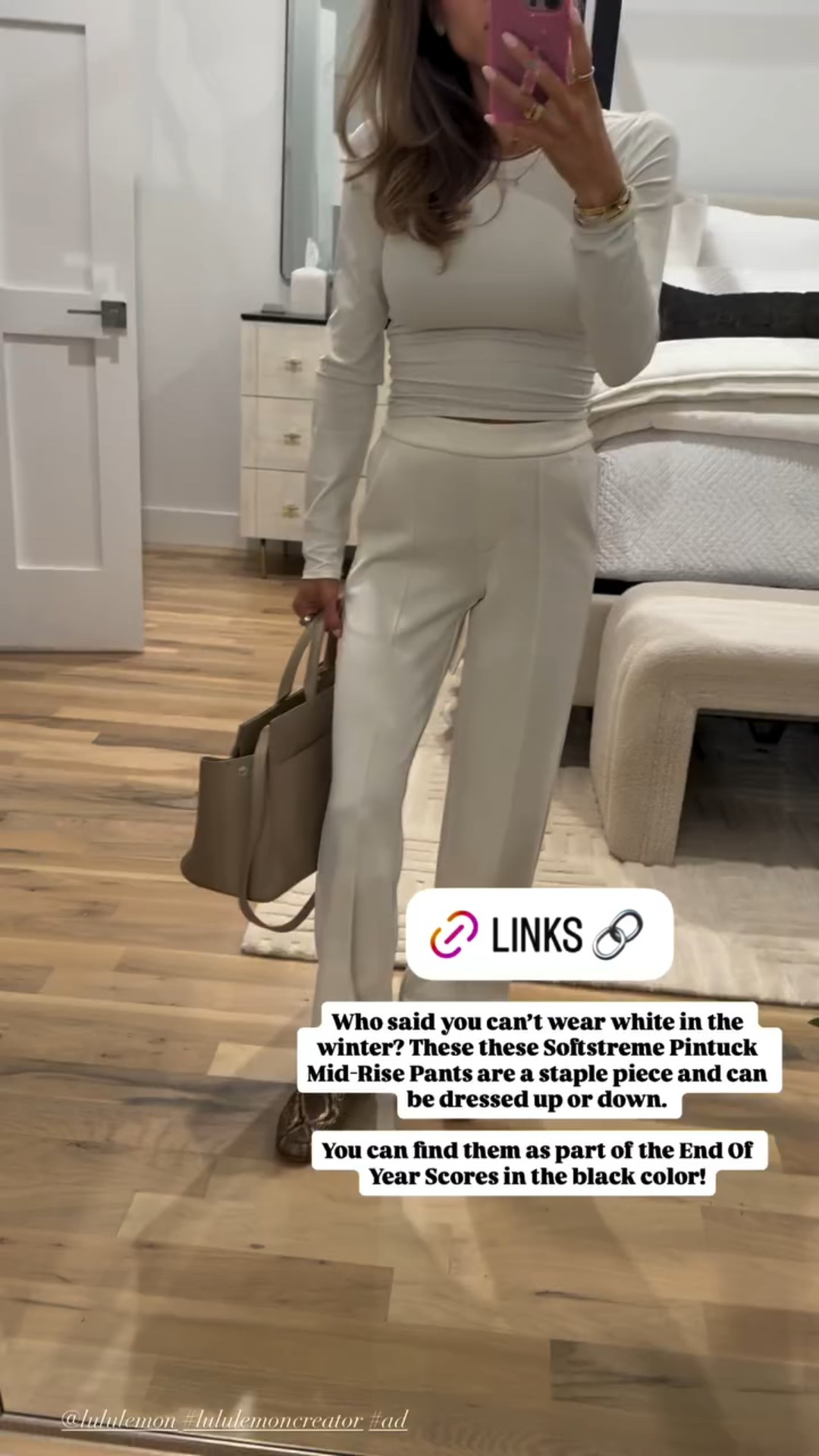 Who said you can’t wear white in the winter? These these Softstreme Pintuck Mid-Rise Pants are a staple piece and can be dressed up or down. 

You can find them as part of the End Of Year Scores in the black color! @lululemon #lululemoncreator #ad