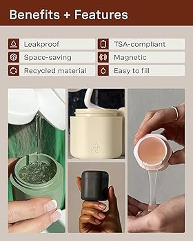 Cadence Travel Containers - Haircare Set - Magnetic Travel Capsules - For Shampoo, Conditioner, H... | Amazon (US)