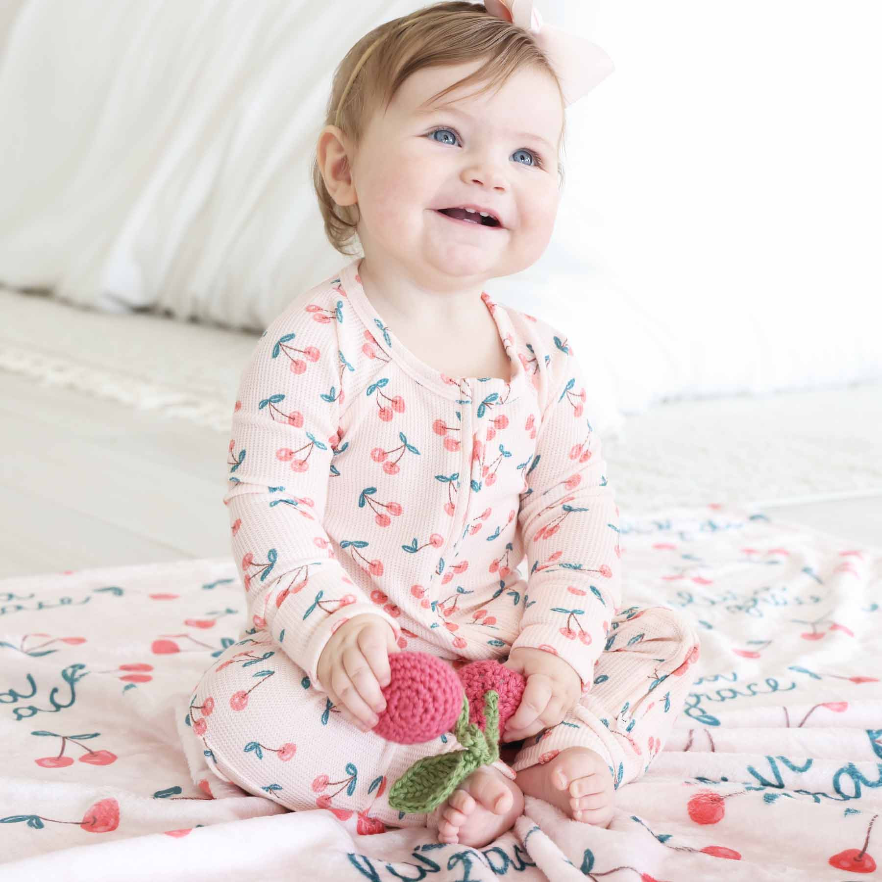 Cherry On Top Bamboo Waffle Convertible Zip Romper | Caden Lane