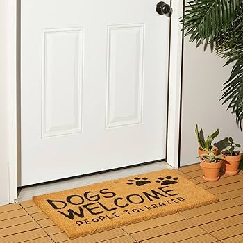 Juvale Dog Coir Doormat, Dogs Welcome People Tolerated, Natural Outdoor, Indoor Door Mat for Porc... | Amazon (US)