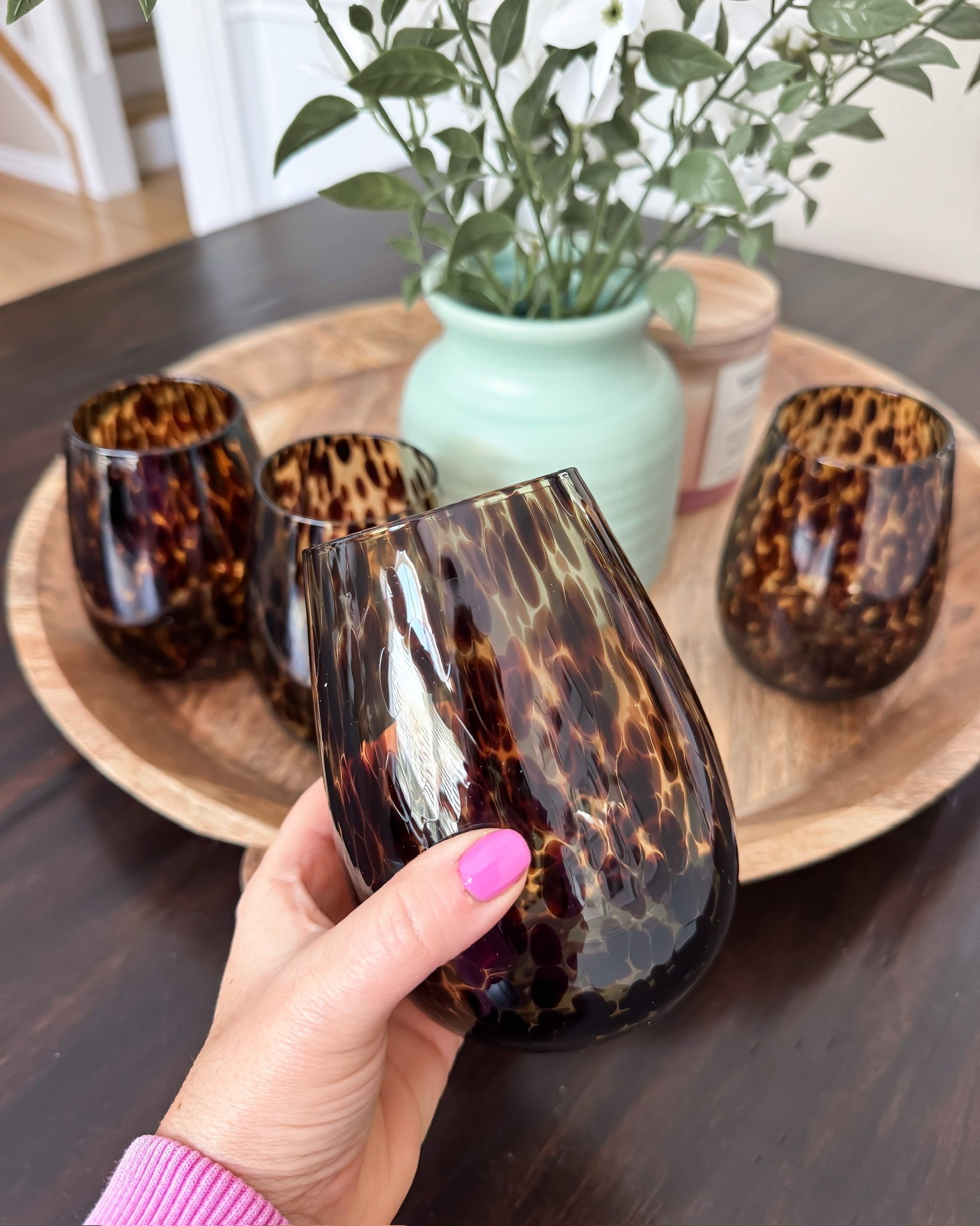 These tortoise glasses are giving designer vibes without the designer price tag. I love how they instantly make a table setting feel elevated and fun for summer hosting, girls nights, or just sipping your favorite drink at home. Such a good little home find that looks way more expensive than it is.

tortoise glassware, home decor finds, hosting essentials, affordable home decor, amazon home finds, kitchen decor ideas, summer hosting decor, neutral home aesthetic, entertaining essentials, designer inspired home finds, glassware trend, cute kitchen accessories, lovelylifestyling

#LTKHome #LTKSeasonal #LTKOver40
