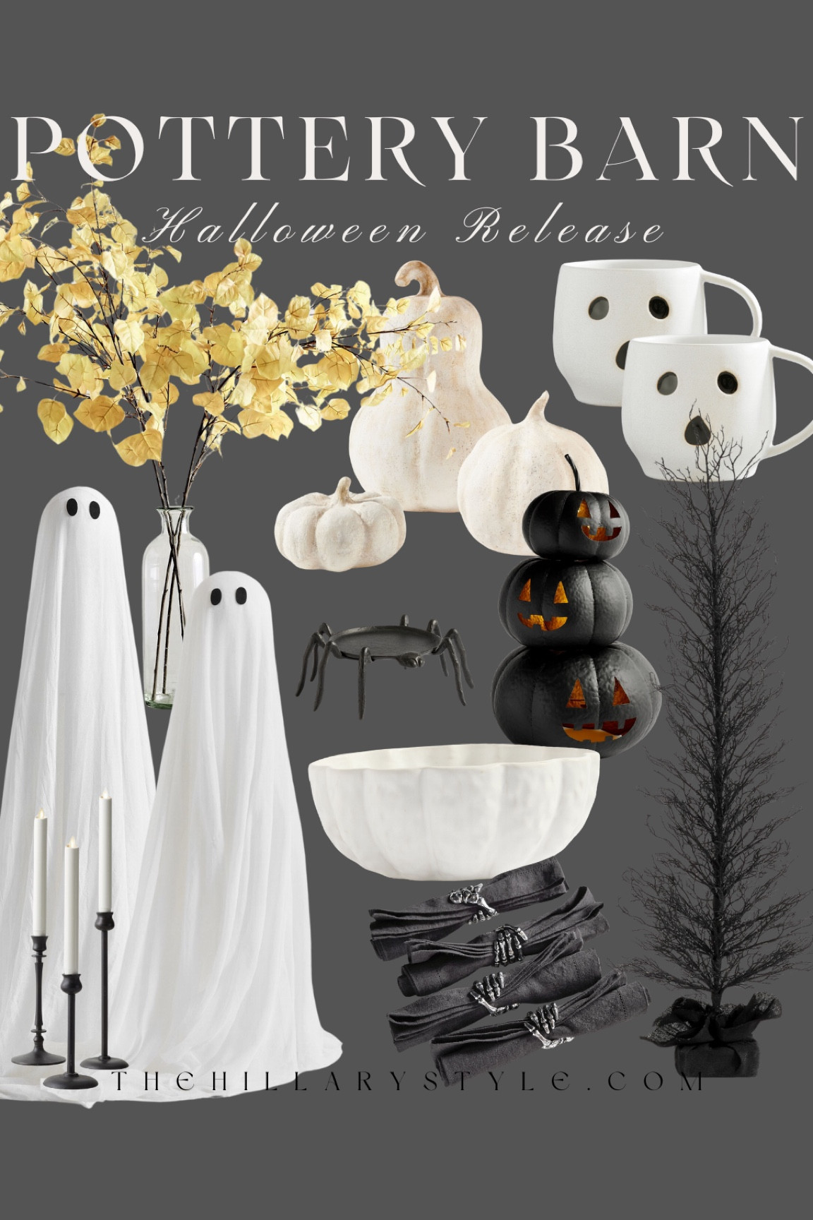 POTTERY BARN Halloween Release: decorative ghosts, ghost mugs, Halloween tree, spooky bowl, decorative pumpkins, fall florals, candlesticks, napkin holders. 

#LTKStyleTip #LTKSeasonal #LTKHome