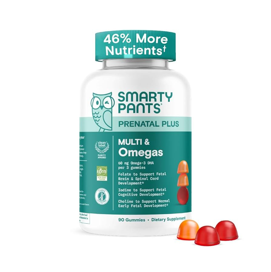 SmartyPants Prenatal Multivitamin Gummies - Improved Formula: Omega 3 (DHA/EPA), Methylfolate, Bi... | Amazon (US)
