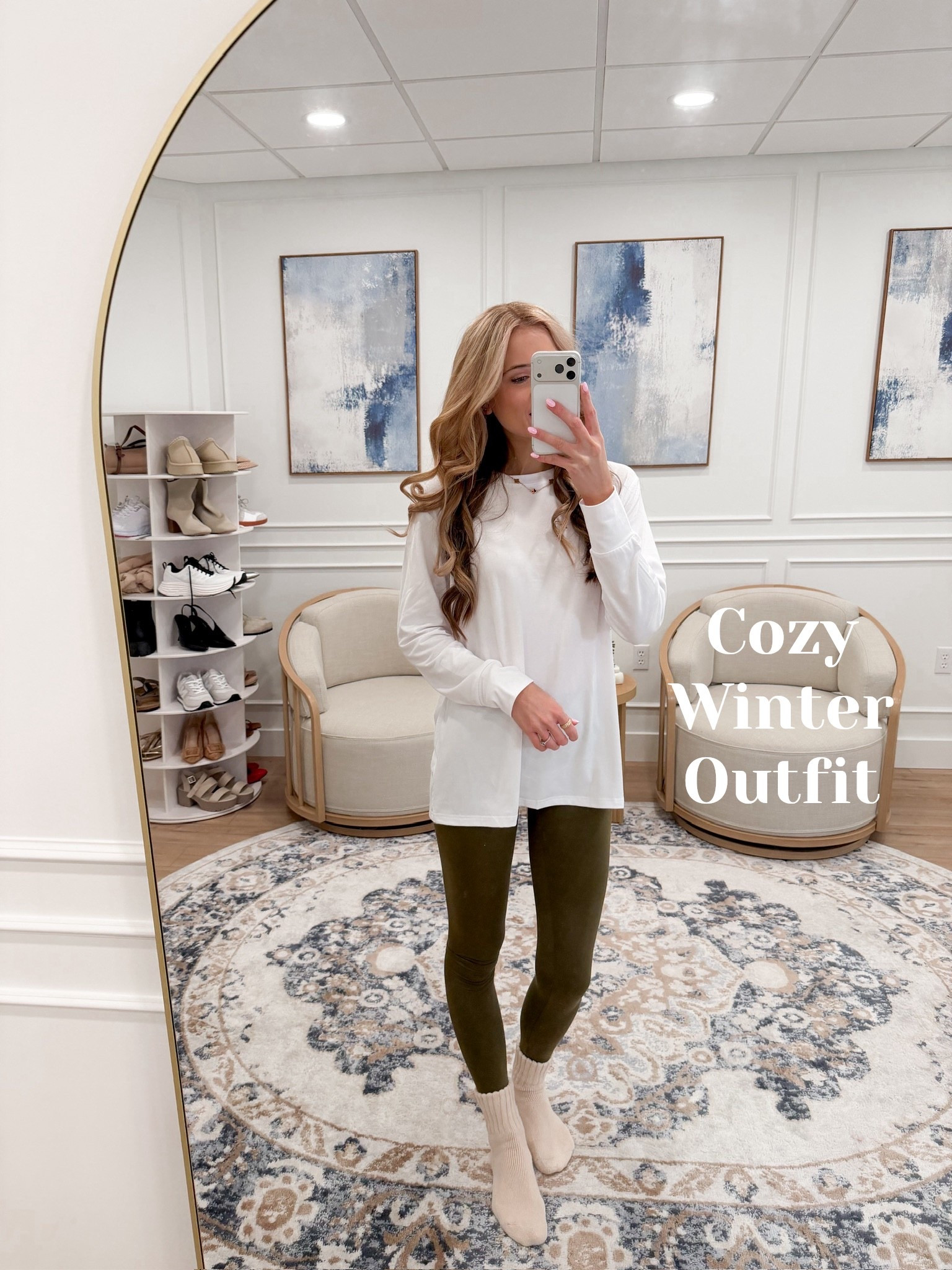 Wearing size small 🤍 These Amazon leggings are buttery soft, high-waisted, and under $25! I paired them with a longline tee for easy lounging or errand running. This is my go-to cozy winter uniform—comfy enough for home but pulled together enough to step out.

#LTKFindsUnder50 #LTKSeasonal #LTKActive