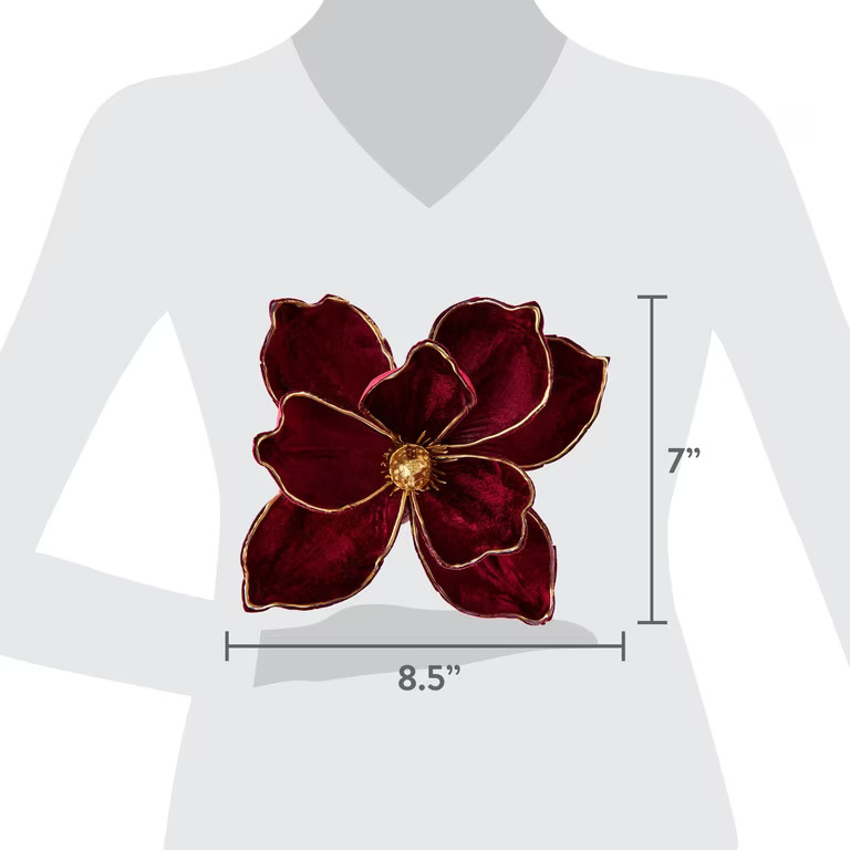 Deluxe Burgundy and Gold Magnolia Christmas Clip Ornament, 7", by Holiday Time | Walmart (US)