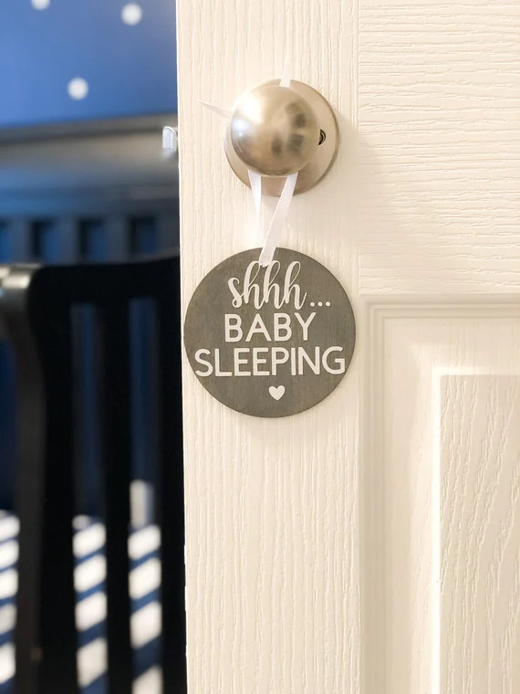 Baby Sleeping Door Hanger, Front Door Hanger, Shh Baby Sleeping, Nursery Decor, Baby Gift | Etsy (US)