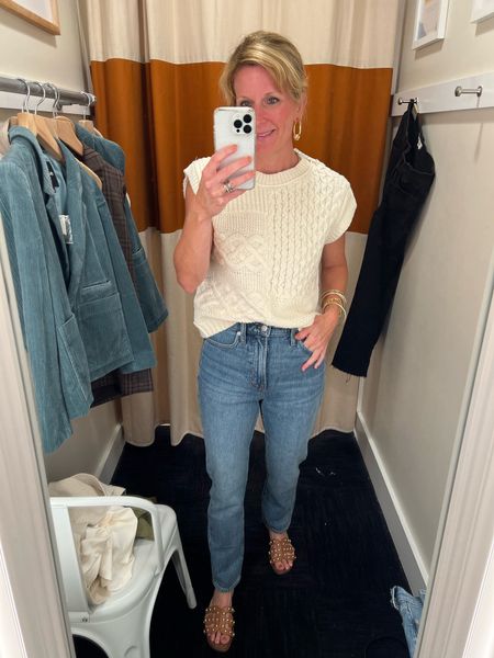 PSA!  Madewell is running 25% off everything for Insiders, and their fall line is 🙌🏻🙌🏻.  We went and did a really fun try-on and may have come home with a bunch of stuff to keep!  The hazards of the job…
Sweater vests are big again this fall.  Wear alone like SEB is here, or with a long sleeve tee or button-up shirt underneath!

#LTKunder100 #LTKsalealert #LTKSeasonal