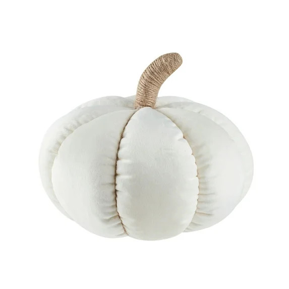 Way to Celebrate Shaped Velvet Pumpkin, Ivory | Walmart (US)
