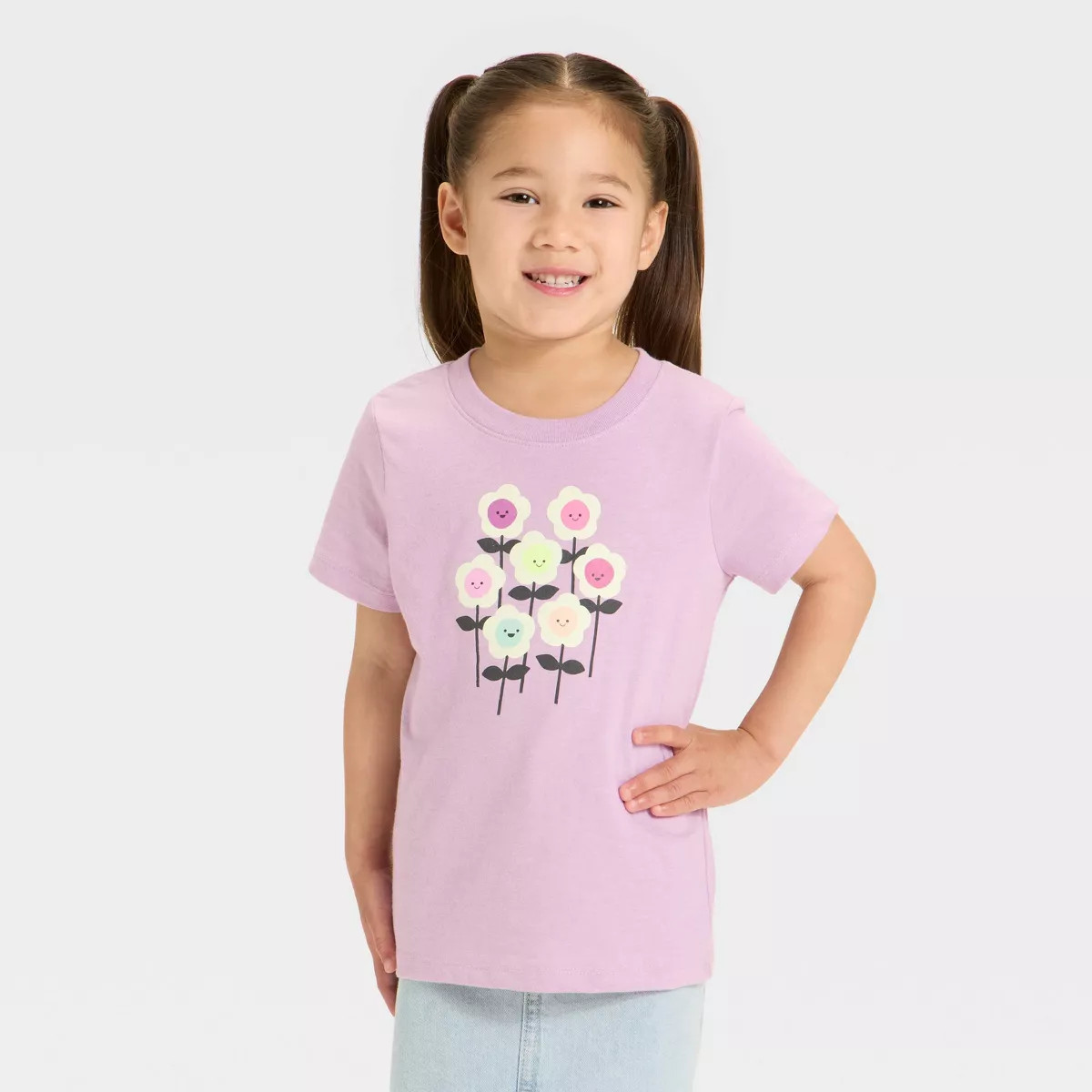 Toddler Girls' Flowers Graphic T-Shirt - Cat & Jack™ Lavender | Target