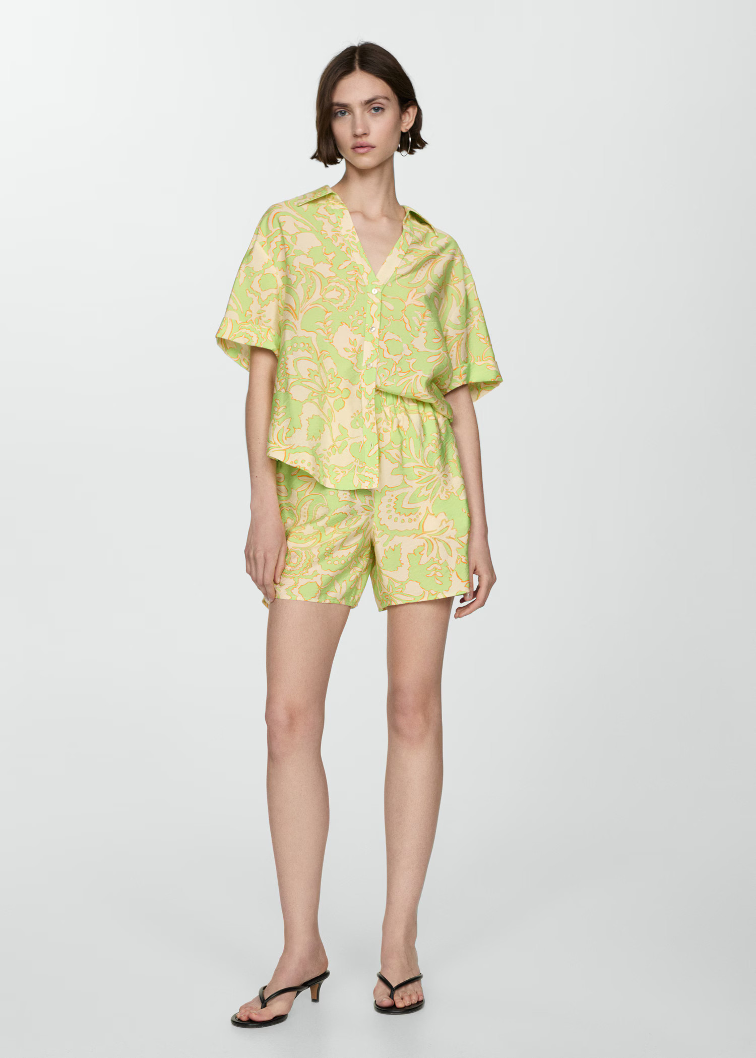 Printed short-sleeved shirt - Woman | MANGO USA | MANGO (US)