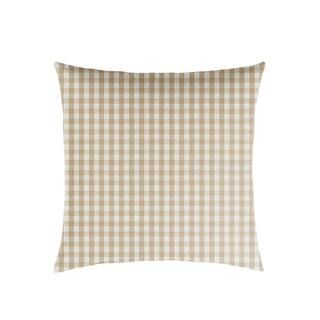 Sorra Home Beige/White Check Outdoor Knife Edge Throw Pillows HD519911SP - The Home Depot | The Home Depot