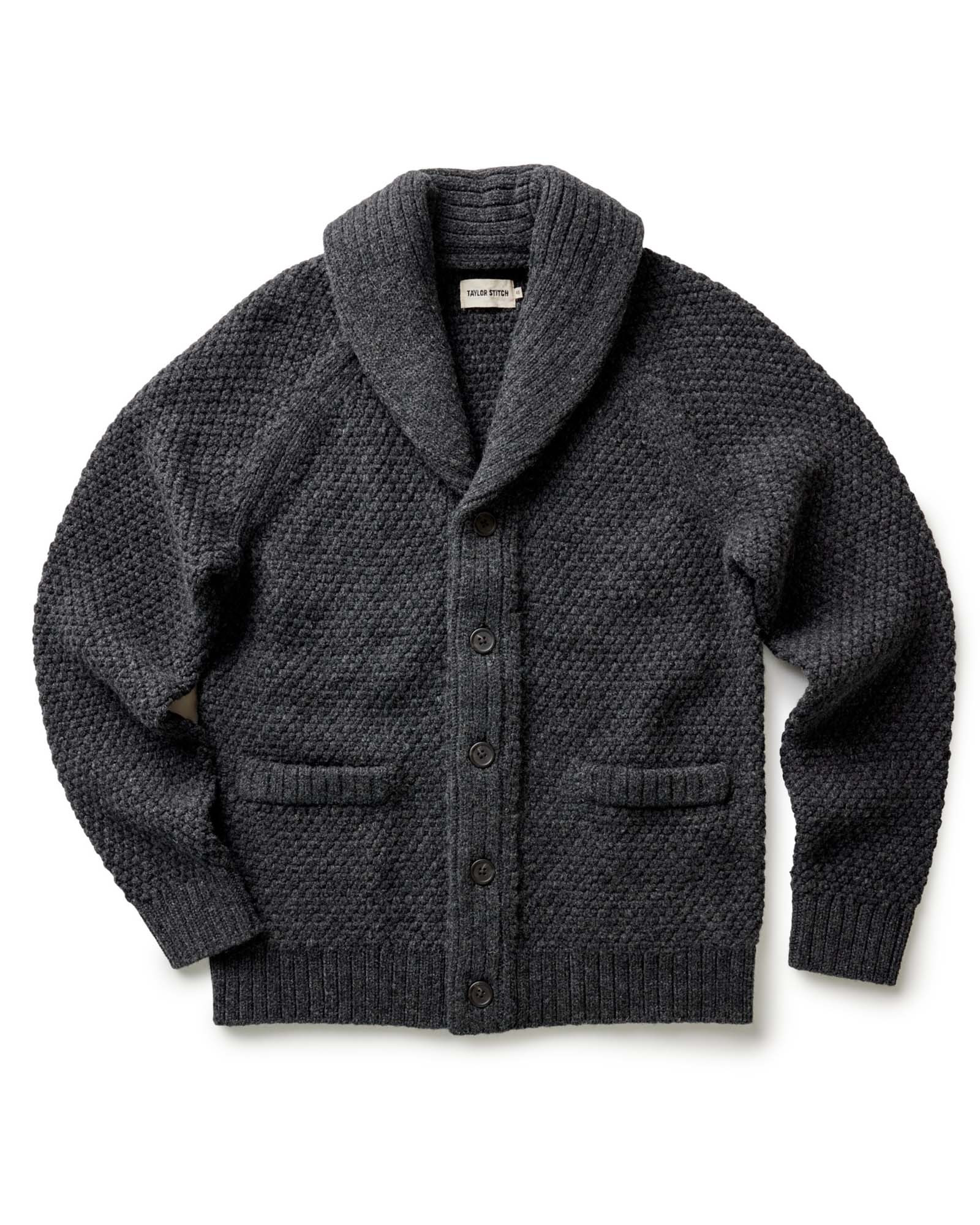 The Fisherman Shawl Cardigan in Heather Coal Merino | Taylor Stitch
