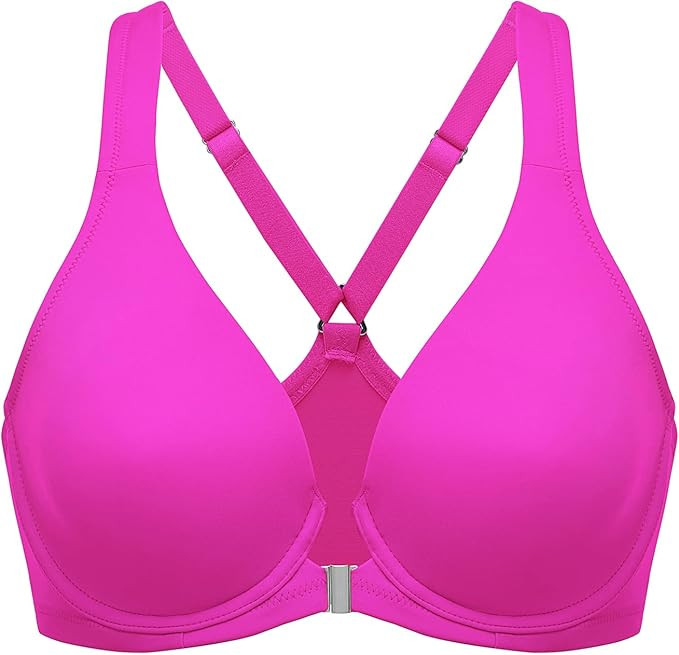 DELIMIRA Women's Front Closure Racerback Bras Plunge Unlined Underwire Full Coverage Seamless Bra... | Amazon (US)