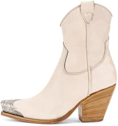 keleimusi Women's Western Cowgirl Ankle Boots Stacked Block Heel Cowboy Booties Steel Toe Heeled ... | Amazon (US)