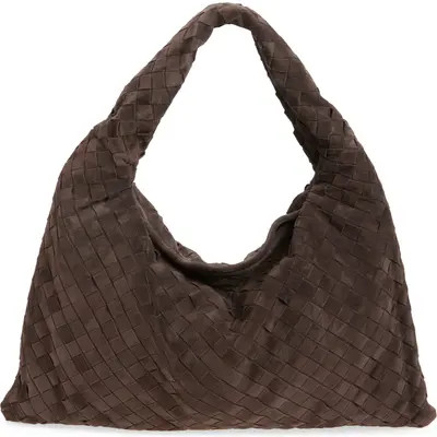 Bottega Veneta Large Hop Intrecciato Suede Hobo Bag in 2190 Fondant-M Brass at Nordstrom | Nordstrom