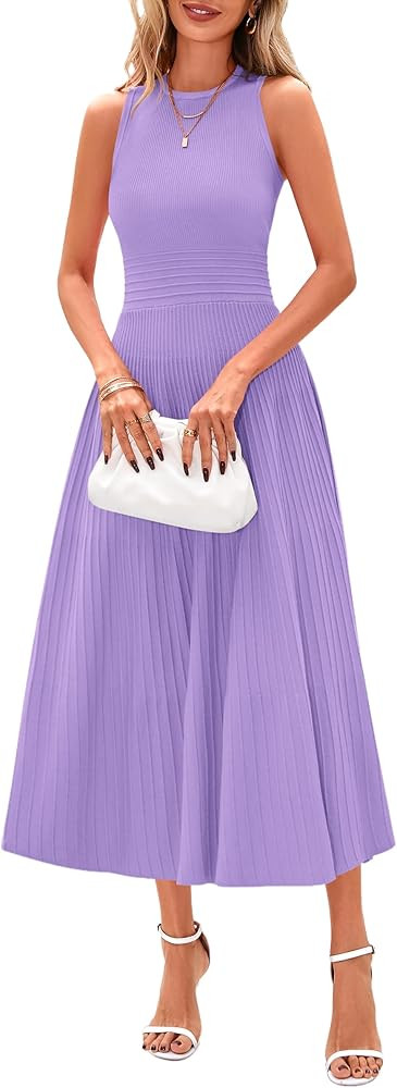 PRETTYGARDEN Spring Casual Dresses for Women 2026 Summer Business Work Midi Sleeveless A Line Ple... | Amazon (US)